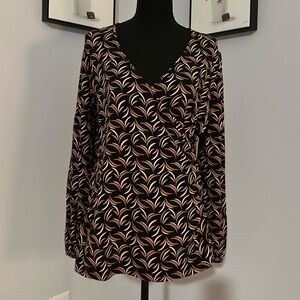Boden Black, Orange & Ivory Patterned Women's Top